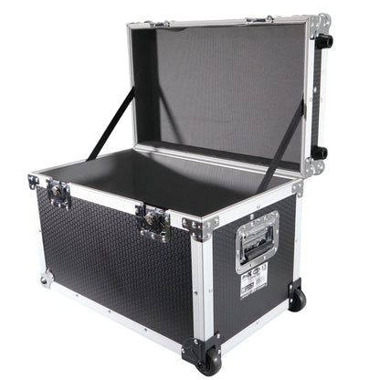 ProX Utility Trunk Storage Case ATA Road Case With Foam | Small (17 in x 24.5 in x 15 in) | Retractable | Low-Profile Recessed Wheels