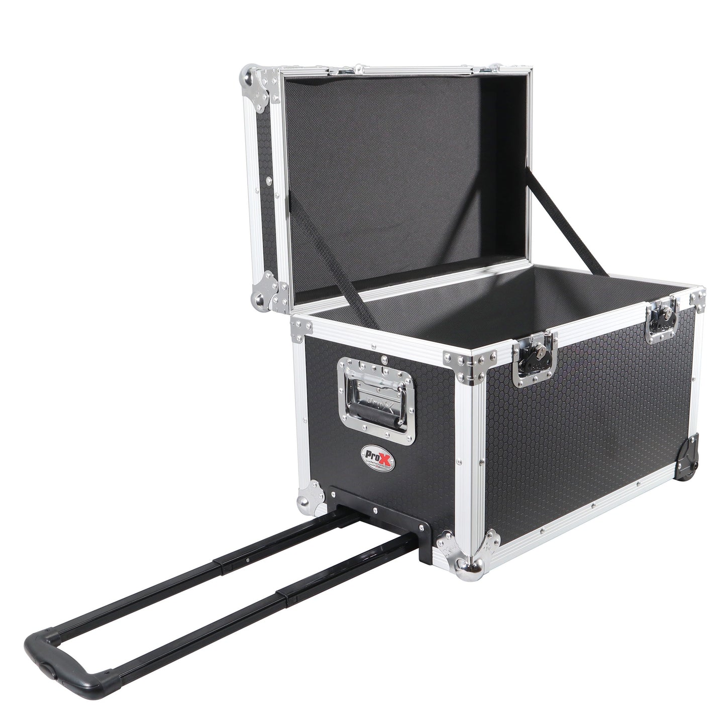 ProX Utility Trunk Storage Case ATA Road Case With Foam | Small (17 in x 24.5 in x 15 in) | Retractable | Low-Profile Recessed Wheels