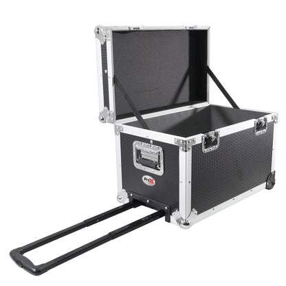 ProX Utility Trunk Storage Case ATA Road Case With Foam | Small (17 in x 24.5 in x 15 in) | Retractable | Low-Profile Recessed Wheels