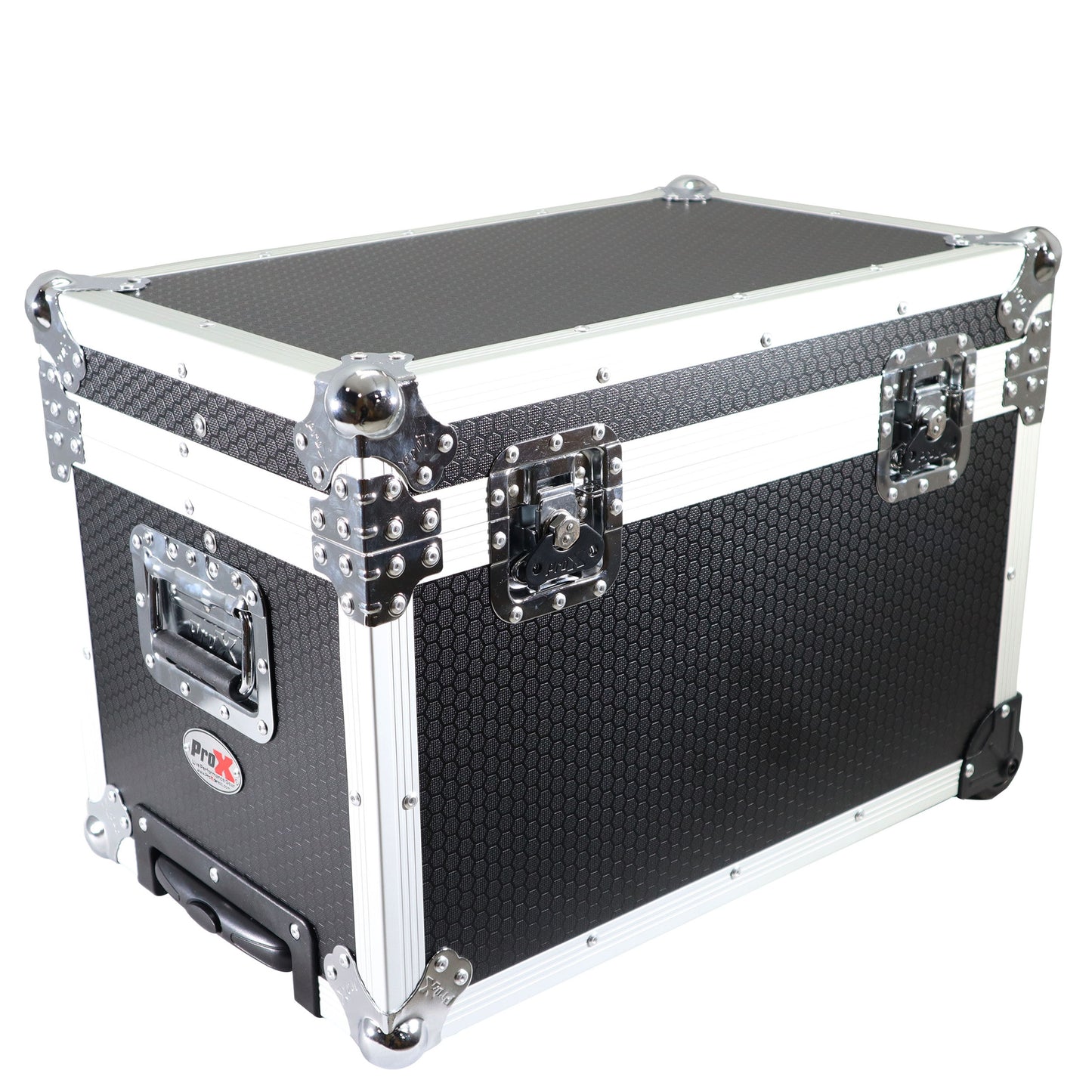 ProX Utility Trunk Storage Case ATA Road Case With Foam | Small (17 in x 24.5 in x 15 in) | Retractable | Low-Profile Recessed Wheels