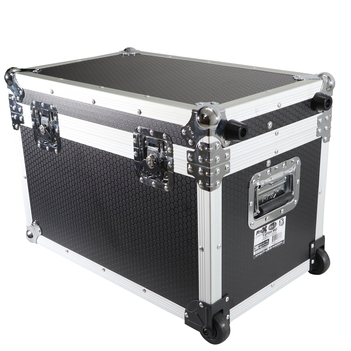ProX Utility Trunk Storage Case ATA Road Case With Foam | Small (17 in x 24.5 in x 15 in) | Retractable | Low-Profile Recessed Wheels