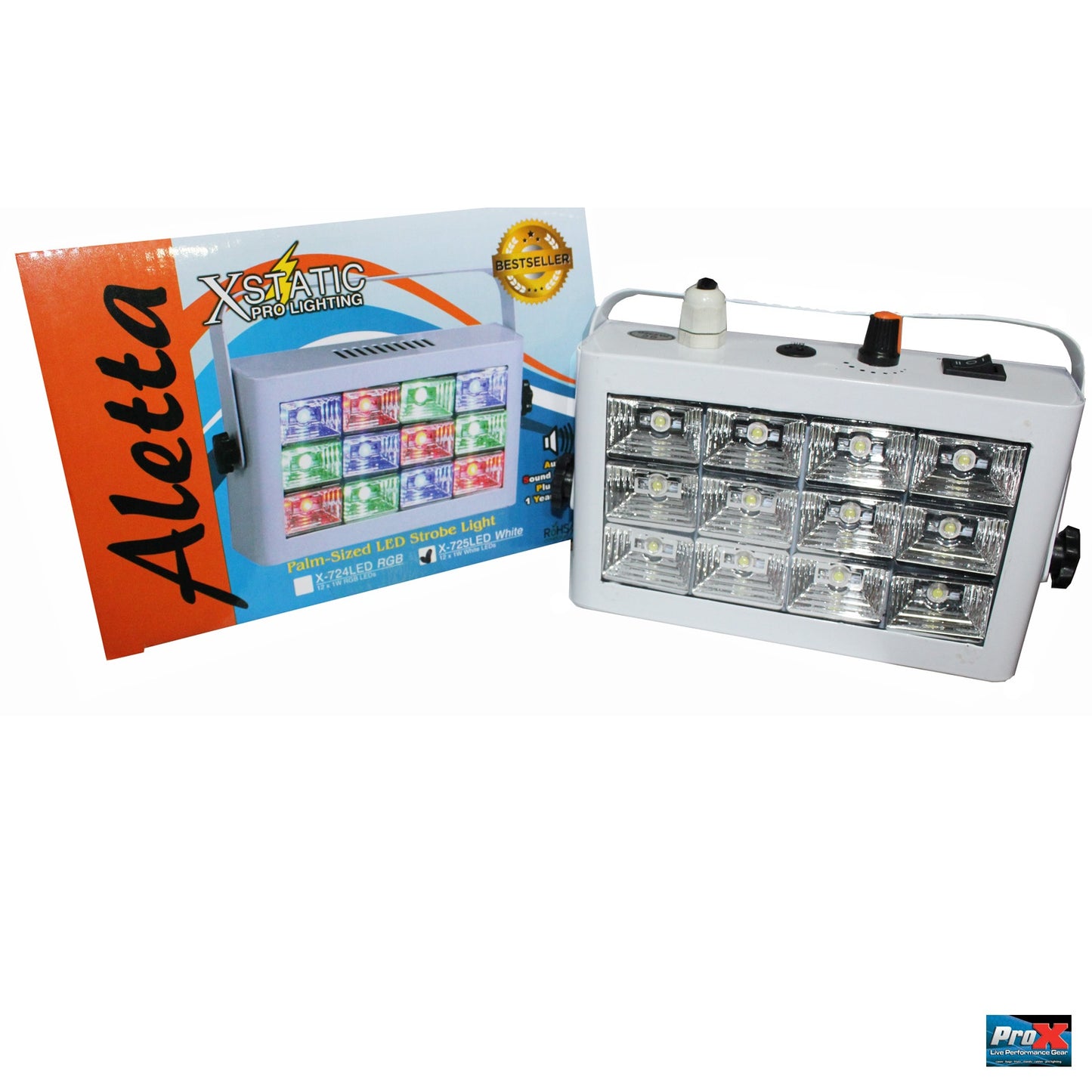 ProX Palm Sized Aletta LED Strobe Light Compact Auto Strobe | White