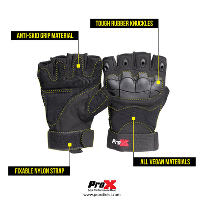 ProX X-GRIPZ Hard Rubber Knuckle Fingerless Gloves for Truss
