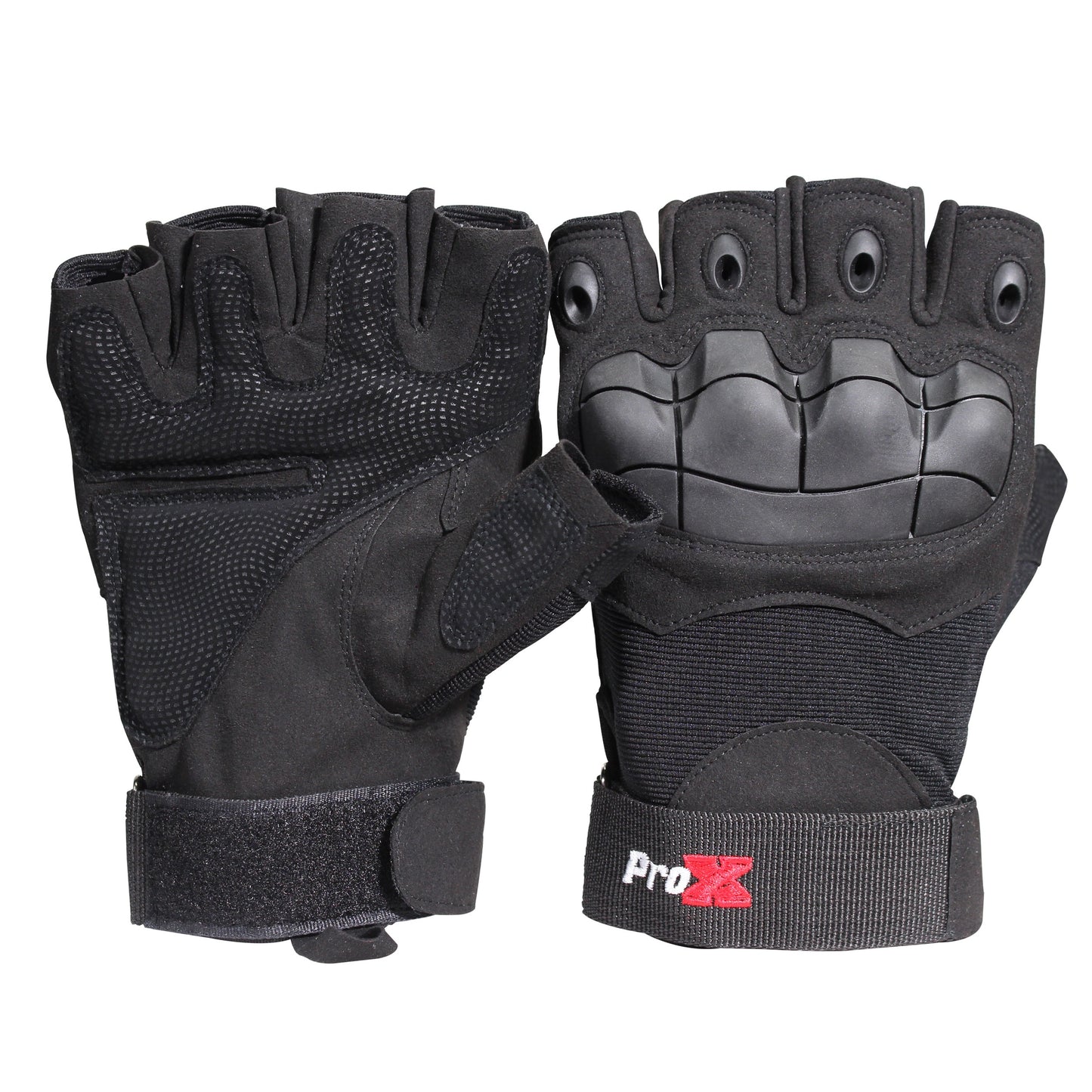 ProX X-GRIPZ Hard Rubber Knuckle Fingerless Gloves for Truss