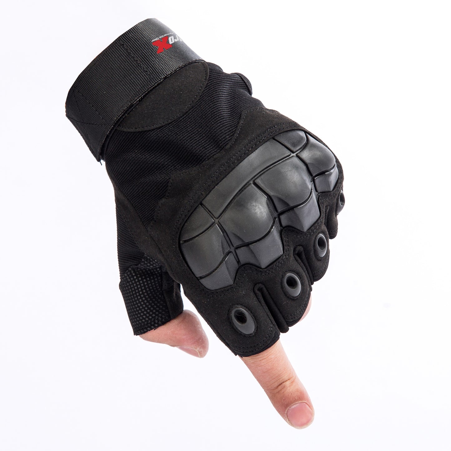 ProX X-GRIPZ Hard Rubber Knuckle Fingerless Gloves for Truss
