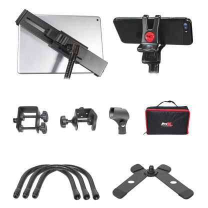 ProX Mobi Buddy Mobile Device Mounting Kit Hands-Free Stand Kit | Device Clip + Tablet Clamp (7.5 in - 11.5 in)