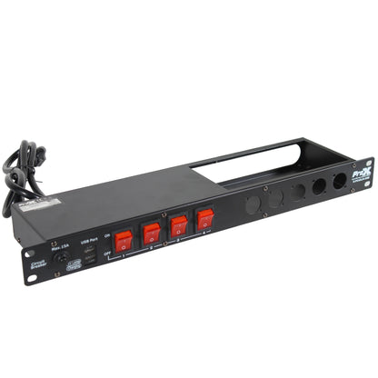 ProX X-PC4XLR-USB 1U Rack Power Strip With USB Charging Ports