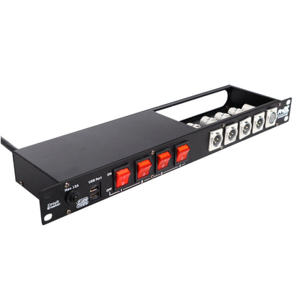 ProX X-PC4XLR-USB 1U Rack Power Strip With USB Charging Ports
