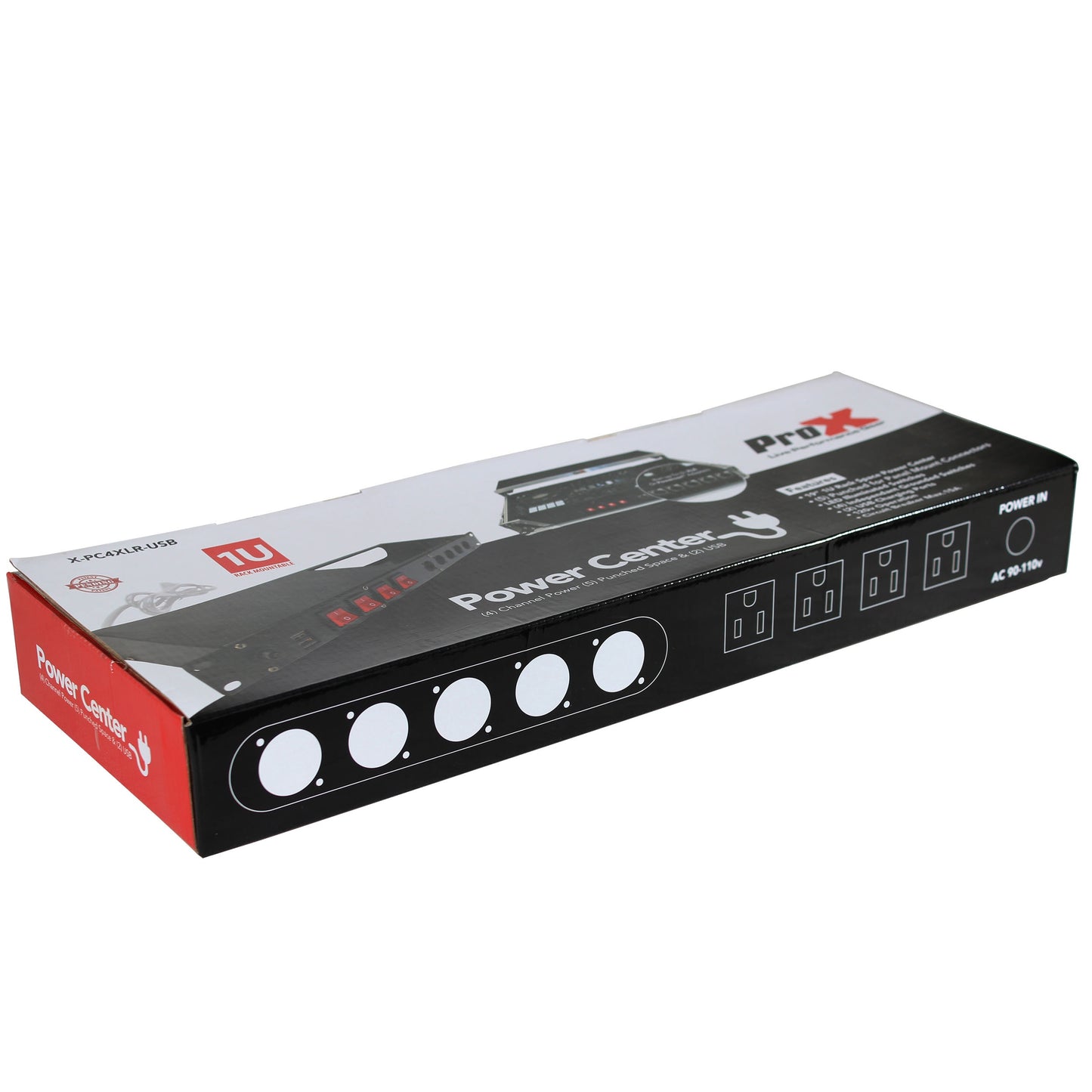 ProX X-PC4XLR-USB 1U Rack Power Strip With USB Charging Ports