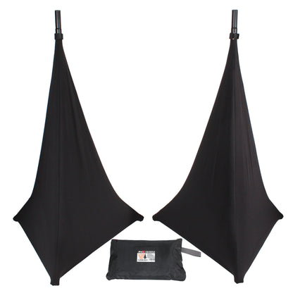 ProX Speaker/Lighting Stand Cover Scrim Lycra Fabric | Black | 3-Sided | 2-Pack