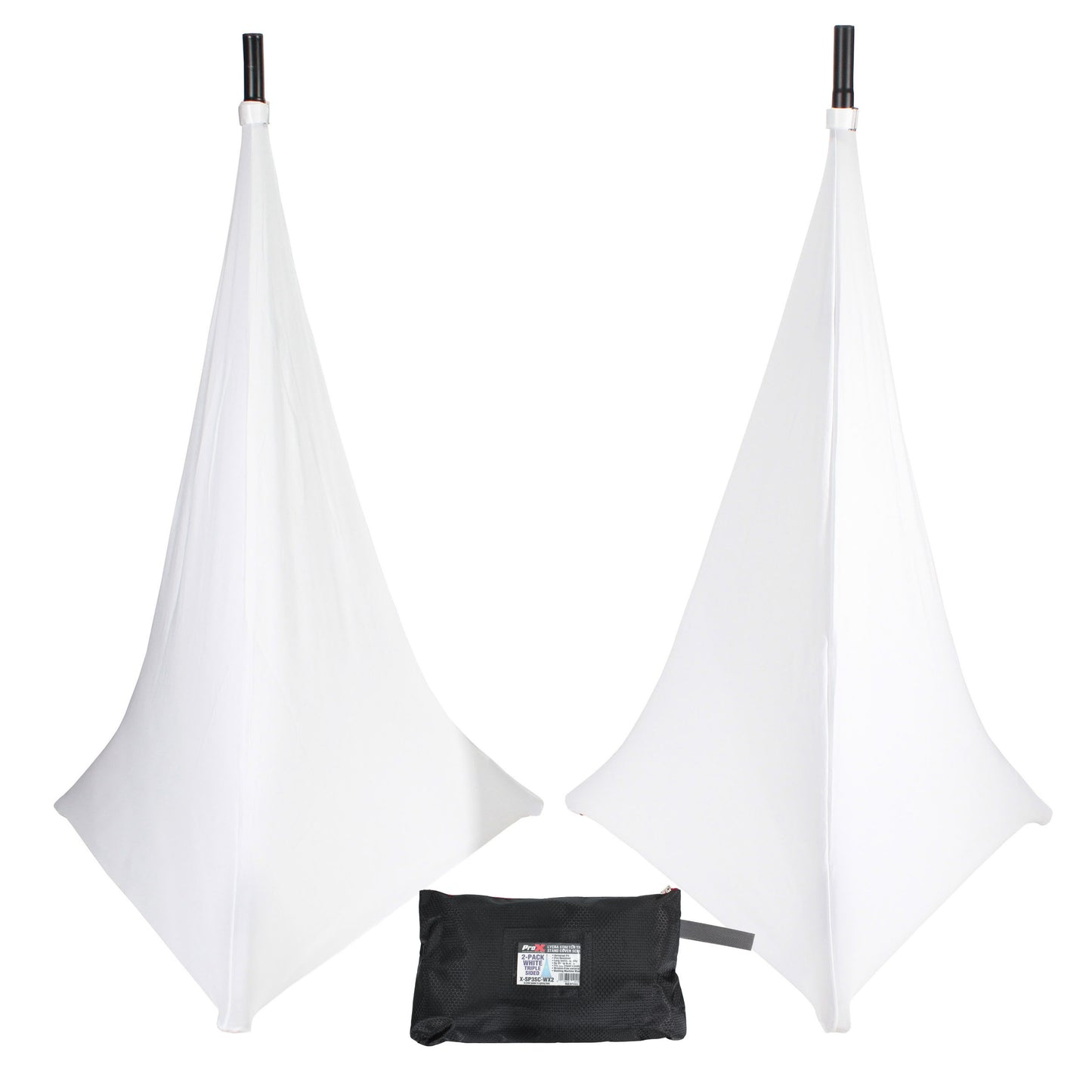 ProX Speaker/Lighting Stand Cover Scrim Lycra Fabric | White | 3-Sided | 2-Pack