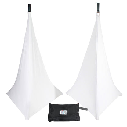 ProX Speaker/Lighting Stand Cover Scrim Lycra Fabric | White | 3-Sided | 2-Pack