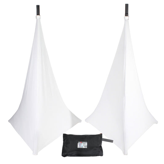 ProX Speaker/Lighting Stand Cover Scrim Lycra Fabric | White | 3-Sided | 2-Pack