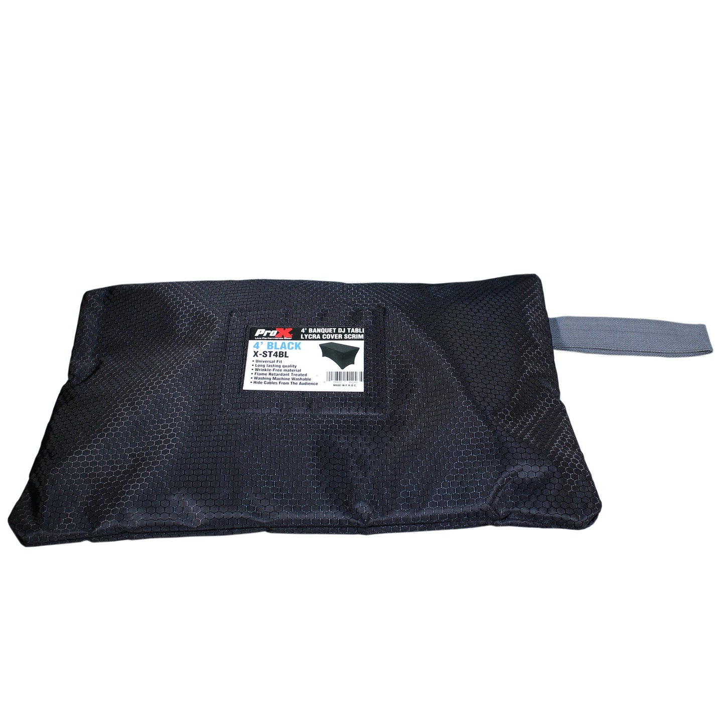 ProX Open Back Spandex Table Cover Stretch Scrim For DJ Tables | 4 ft | Black