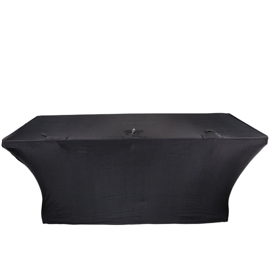 ProX Open Back Spandex Table Cover Stretch Scrim For DJ Tables | 6 ft | Black