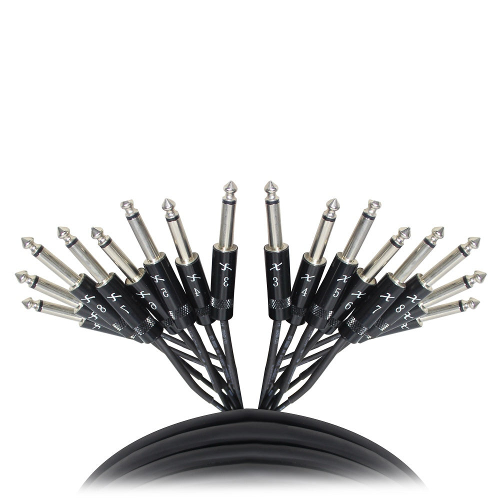 ProX 8-Channel Snake Cable Organized Multi-Channel Audio Run | 1/4 in TS Male | 1/4 in TS Male | 10 Ft.