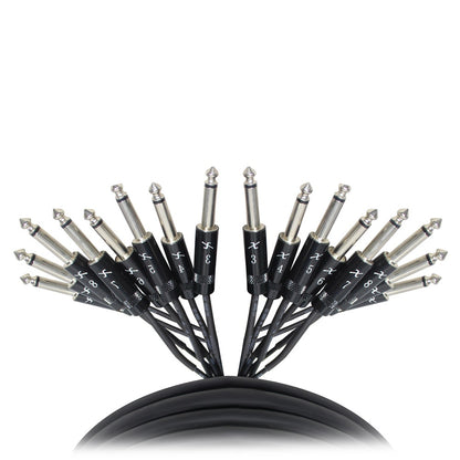 ProX 8-Channel Snake Cable Organized Multi-Channel Audio Run | 1/4 in TS Male | 1/4 in TS Male | 10 Ft.