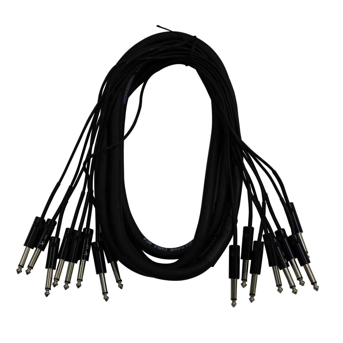 ProX 8-Channel Snake Cable Organized Multi-Channel Audio Run | 1/4 in TS Male | 1/4 in TS Male | 10 Ft.