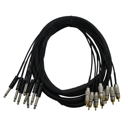 ProX 8-Channel Snake Cable Organized Multi-Channel Audio Run | 1/4 in TS Male | RCA Male | 10 Ft.