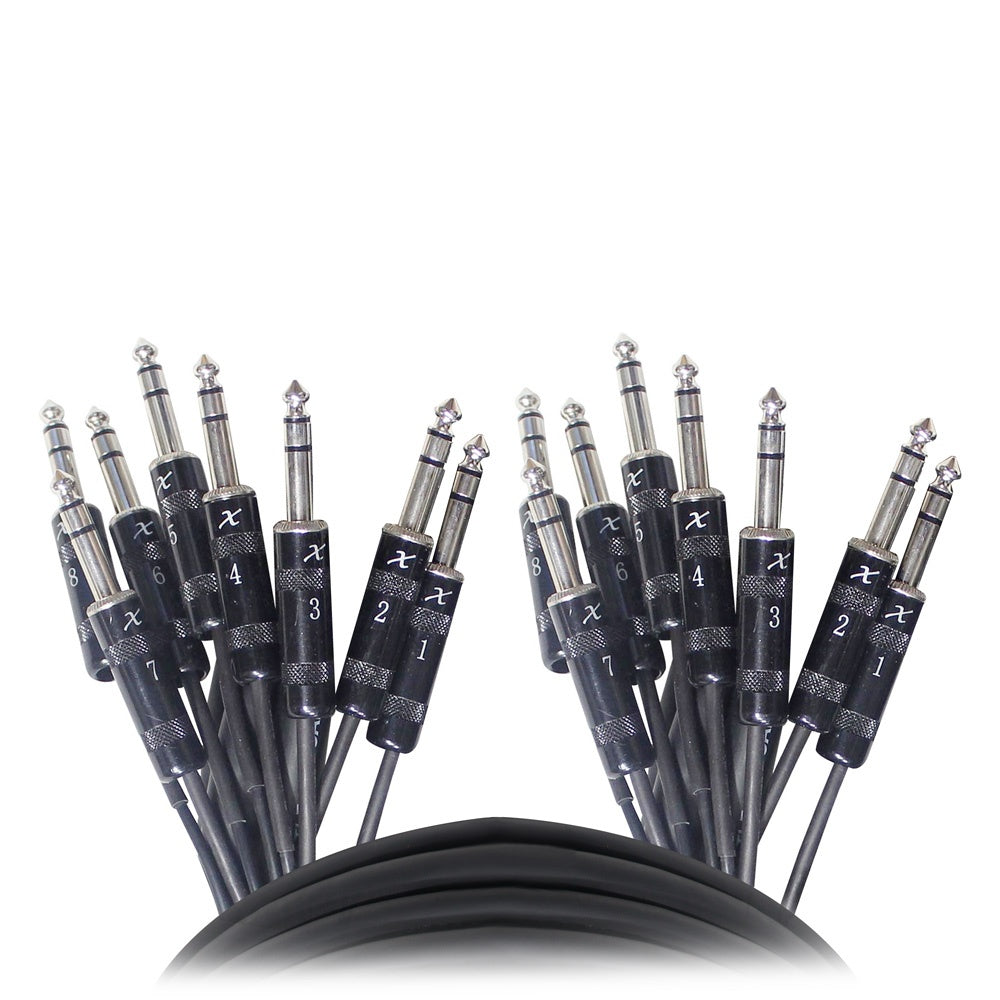 ProX 8-Channel Snake Cable Organized Multi-Channel Audio Run | 1/4 in TRS Male | 1/4 in TRS Male | 10 Ft.
