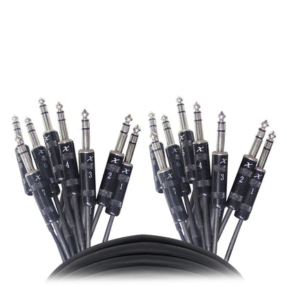 ProX 8-Channel Snake Cable Organized Multi-Channel Audio Run | 1/4 in TRS Male | 1/4 in TRS Male | 10 Ft.