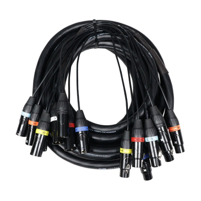 ProX 8-Channel Snake Cable Organized Multi-Channel Audio Run | XLR Female | XLR Male | 25 Ft.