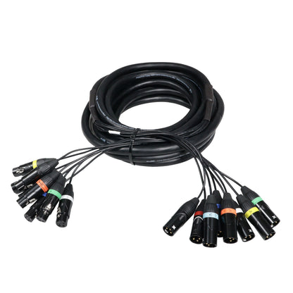 ProX 8-Channel Snake Cable Organized Multi-Channel Audio Run | XLR Female | XLR Male | 25 Ft.