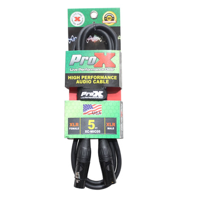 ProX XC-MIC Balanced XLR Microphone Cable OFC Conductors | 5 ft