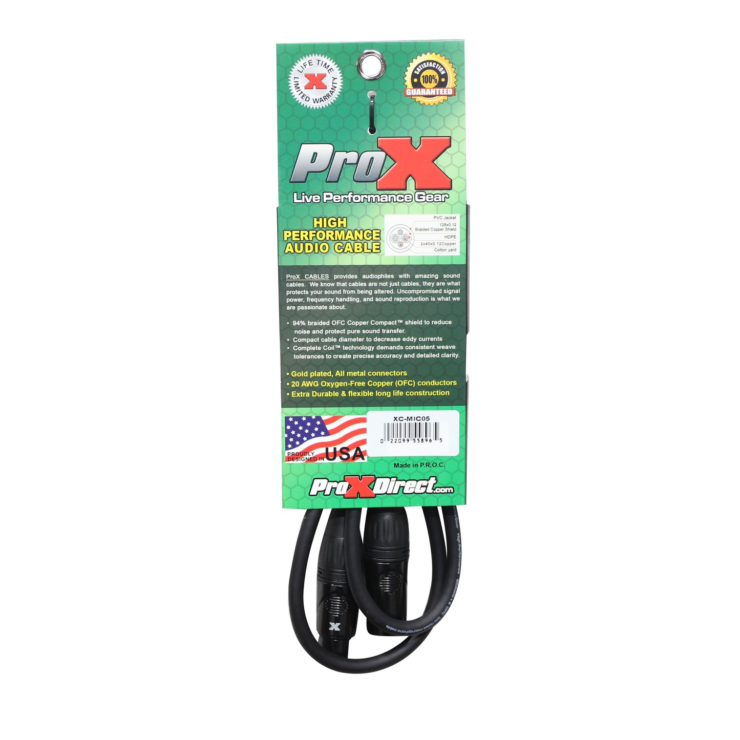 ProX XC-MIC Balanced XLR Microphone Cable OFC Conductors | 5 ft