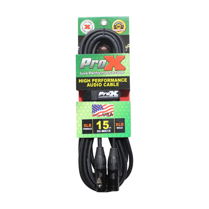 ProX XC-MIC Balanced XLR Microphone Cable OFC Conductors | 15 ft