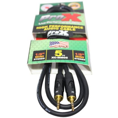 ProX Balanced TRS Mini to TRS Mini Audio Cable OFC Balanced Stereo | 5 ft