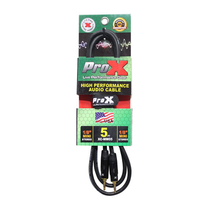 ProX Balanced TRS Mini to TRS Mini Audio Cable OFC Balanced Stereo | 5 ft