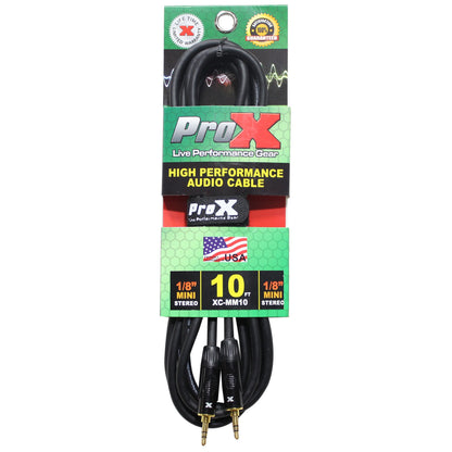 ProX Balanced TRS Mini to TRS Mini Audio Cable OFC Balanced Stereo | 10 ft