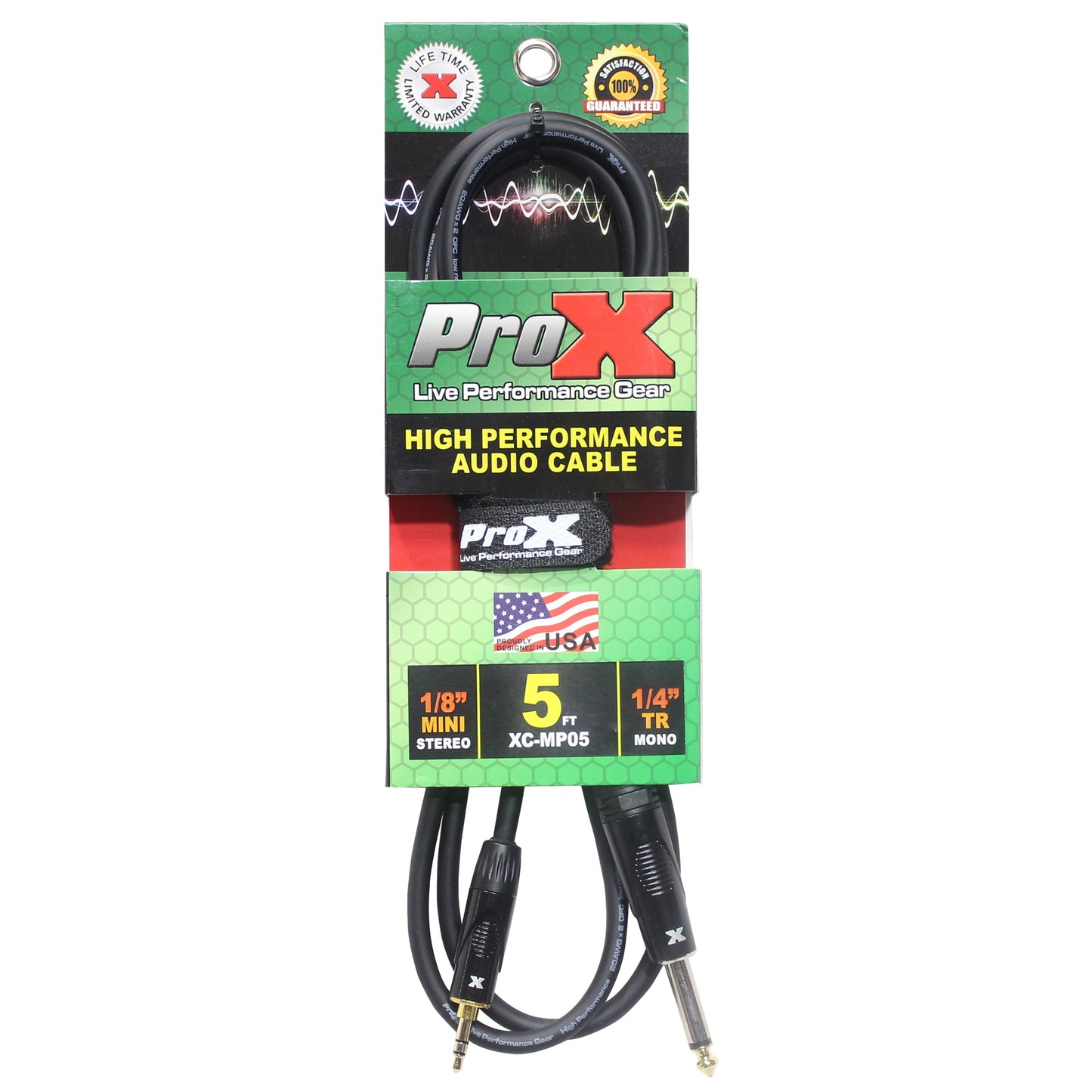 ProX Unbalanced TRS Mini to TS Audio Cable OFC With Metal Connectors | 5 ft