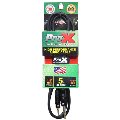 ProX Balanced TRS Mini to TRS Audio Cable OFC Balanced Signal Cable | 5 ft