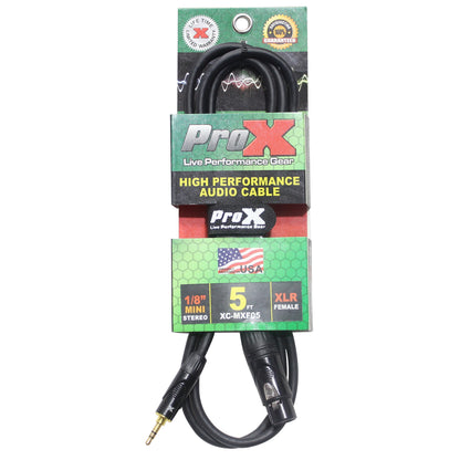 ProX XC-MXF05 Unbalanced 3.5mm TRS Mini to XLR3-F Cable