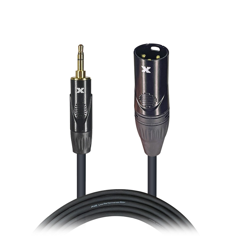 ProX Unbalanced TRS Mini to XLR Male Audio Cable OFC With Mono Sum Wiring | 10 ft