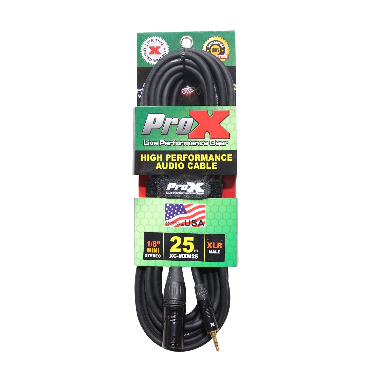 ProX Unbalanced TRS Mini to XLR Male Audio Cable OFC With Mono Sum Wiring | 25 ft
