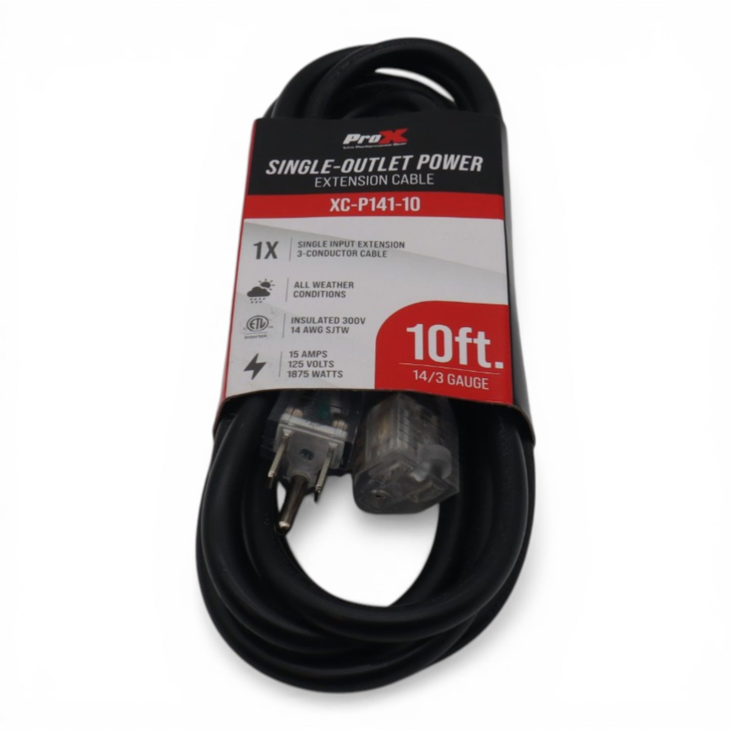ProX Power Extension Cable 14 AWG OFC NEMA 15 110VAC | Single Outlet | 10 Ft.