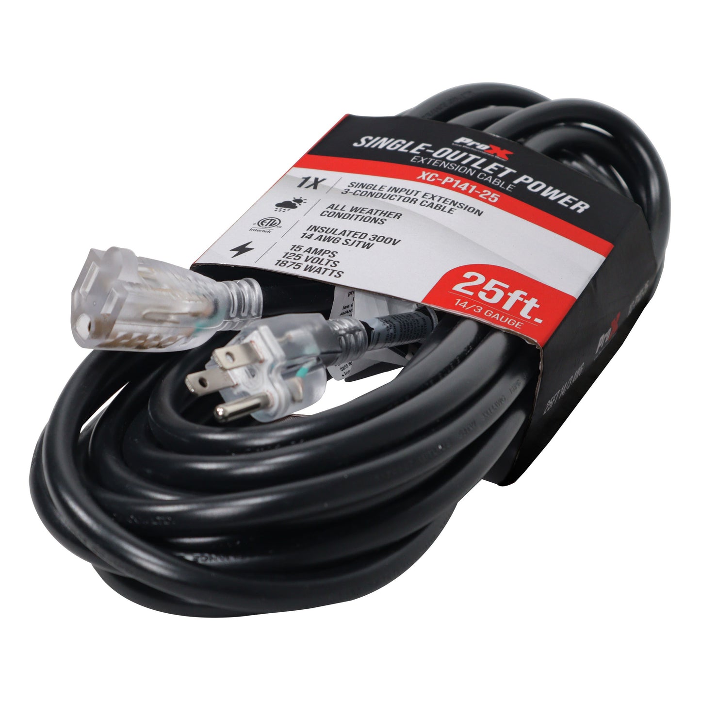 ProX Power Extension Cable 14 AWG OFC NEMA 15 110VAC | Single Outlet | 25 Ft.