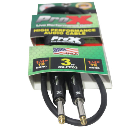 ProX Instrument Cable Unbalanced 1/4" TS-M OFC Pro Audio | 3 ft