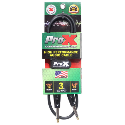 ProX Instrument Cable Unbalanced 1/4" TS-M OFC Pro Audio | 3 ft