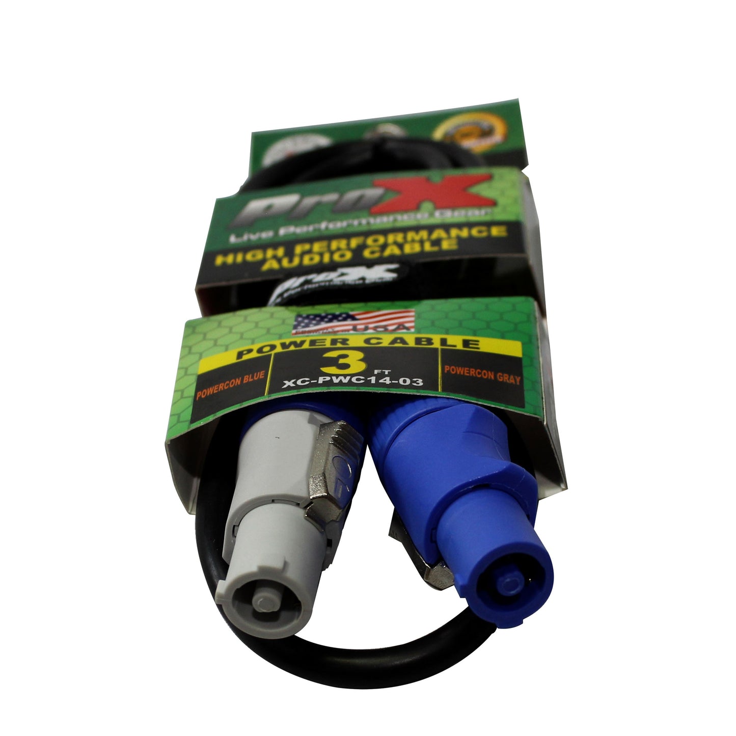 ProX PowerCON Compatible Link Cable Pure Copper Locking Power Cable | 14 AWG | 3 Ft.