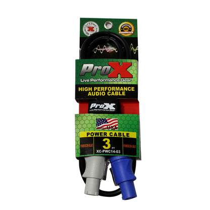 ProX PowerCON Compatible Link Cable Pure Copper Locking Power Cable | 14 AWG | 3 Ft.
