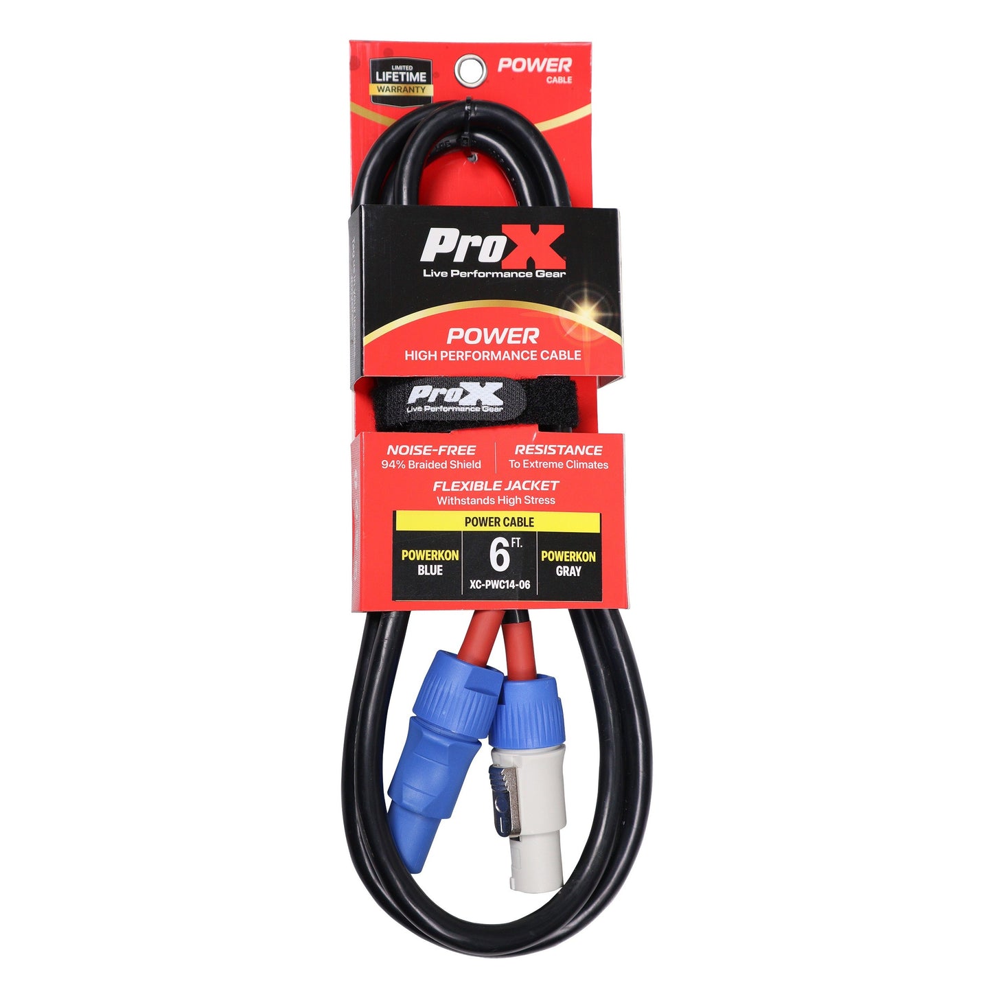 ProX PowerCON Compatible Link Cable Pure Copper Locking Power Cable | 14 AWG | 6 Ft.