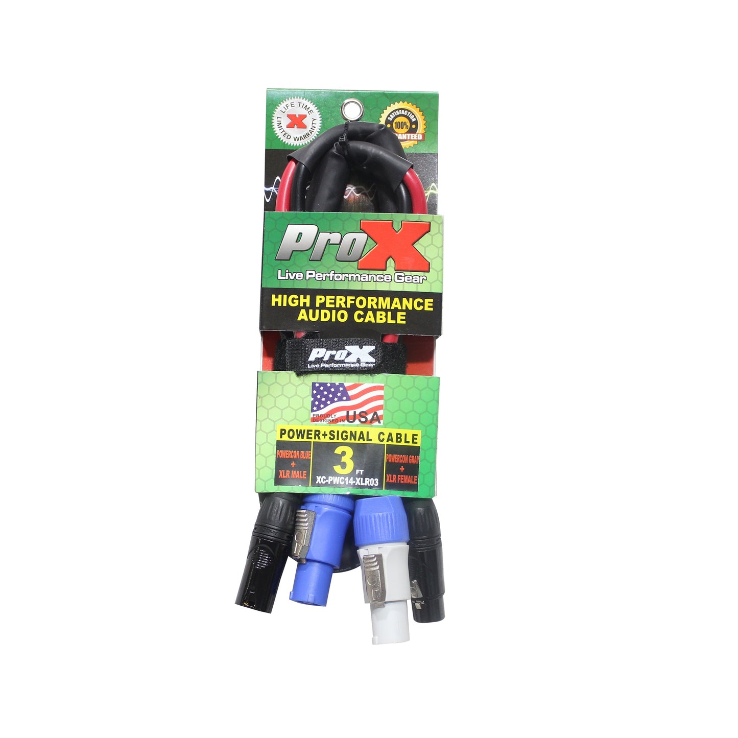ProX PowerCON Compatible to Dual XLR Combo Cable Tour-Grade Link Jumper | 3 ft