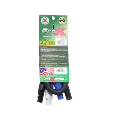 ProX PowerCON Compatible to Dual XLR Combo Cable Tour-Grade Link Jumper | 3 ft