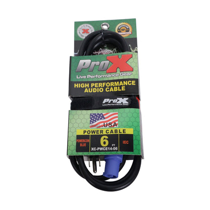 ProX PowerCON Compatible to Edison Power Cable 14 AWG Locking | 6 Ft.
