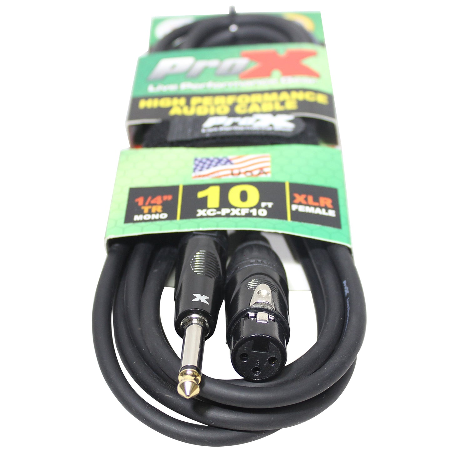 ProX 1/4" TS to XLR-F Audio Cable Unbalanced High Performance | 10 ft