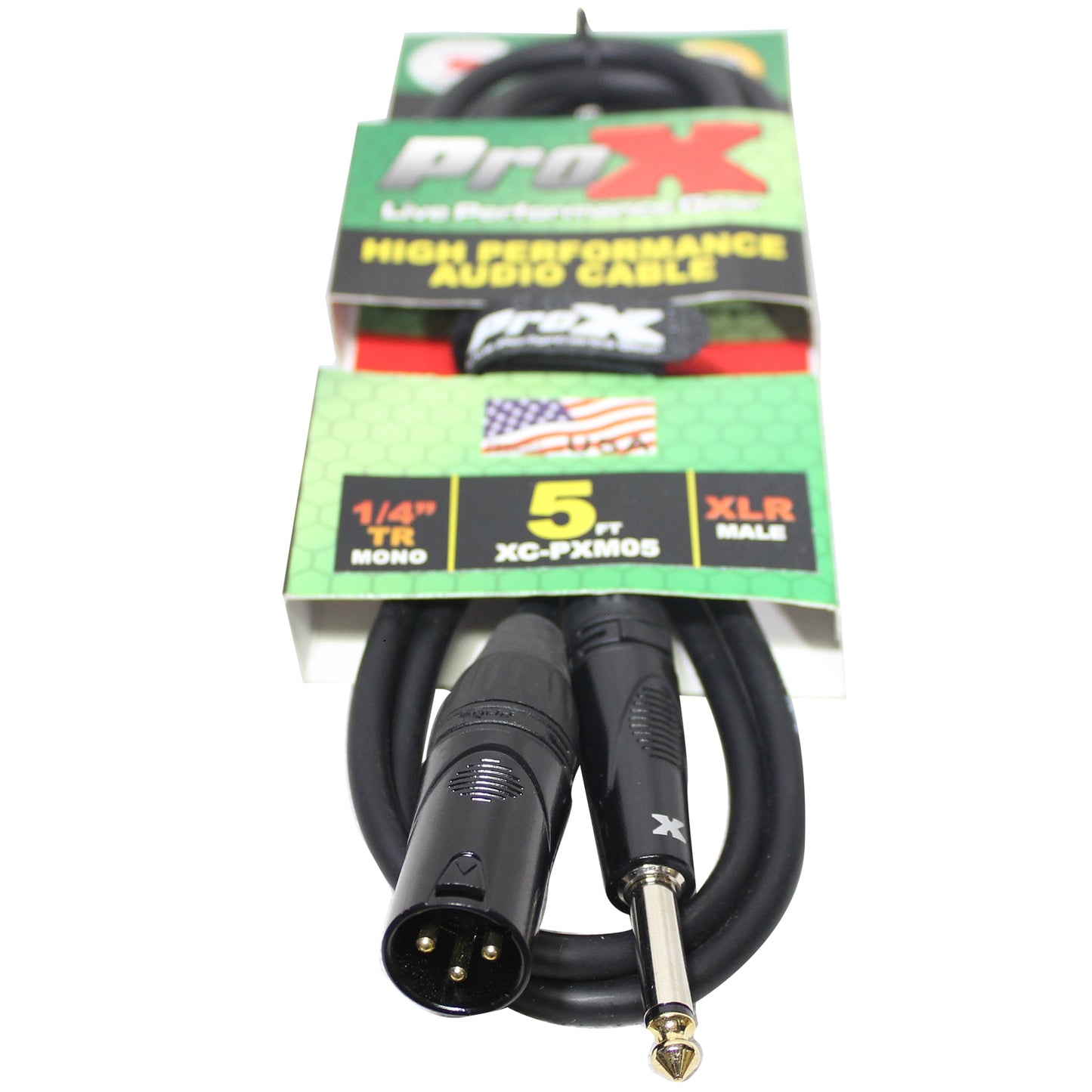 ProX 1/4" TS to XLR-M Audio Cable OFC Unbalanced Instrument Cable | 5 ft